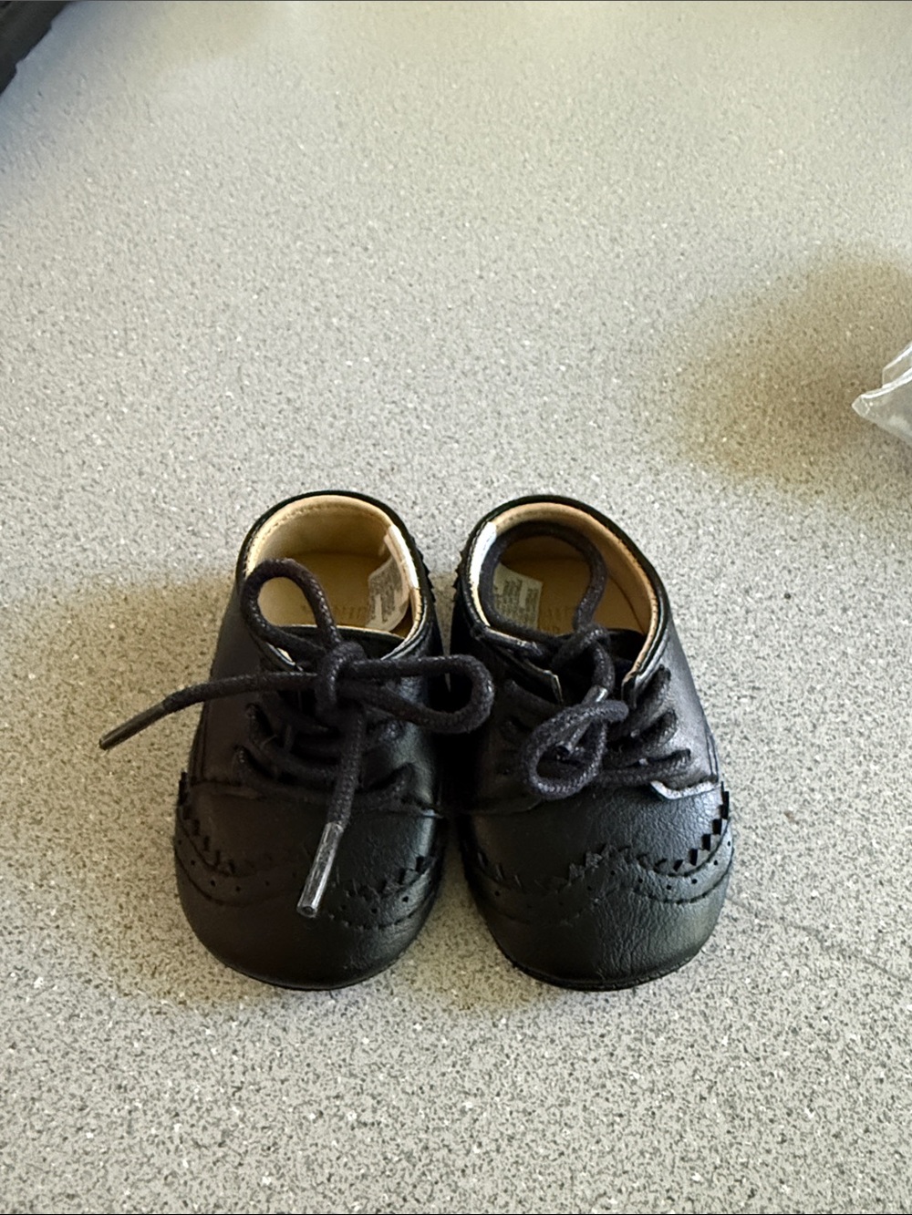 Janie and Jack Black Baby Lace-Up Brogue Shoes 0-3 months